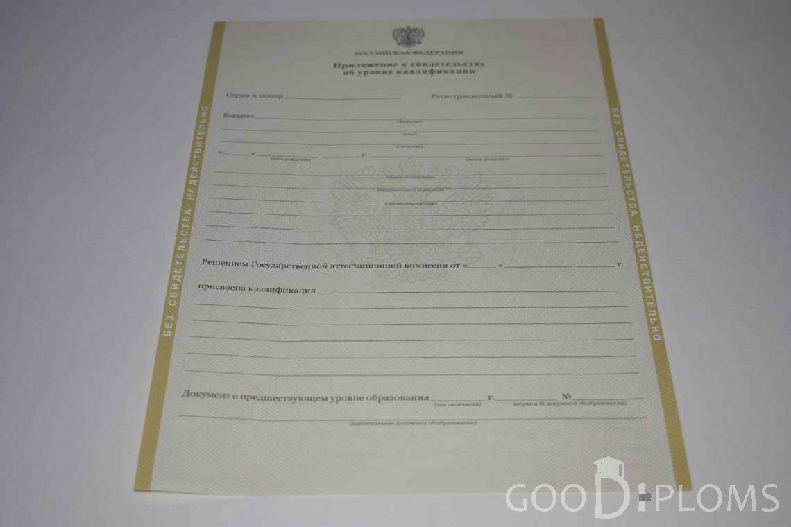 Приложение к Свидетельству об Уровне Квалификации период выдачи 2011-2020 -  Миргород
