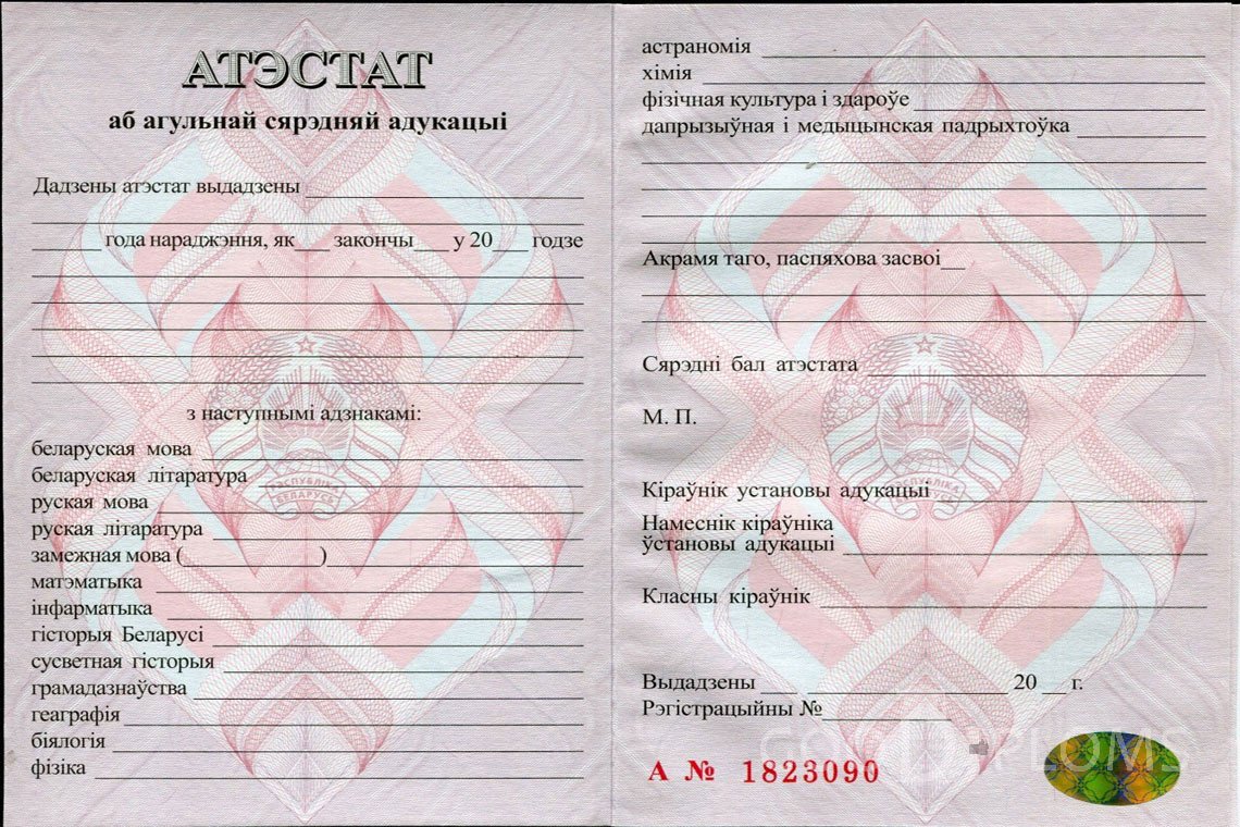 Белорусский аттестат за 11 класс - Миргород